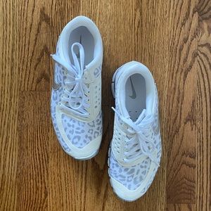 White Cheetah print Nike sneakers